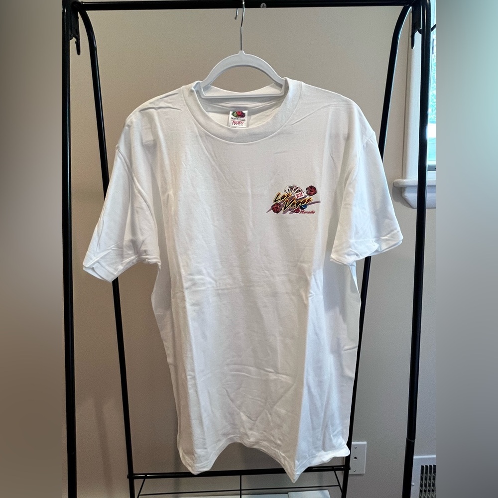 Fruit of the Loom Las Vegas souvenir White Graphic T-Shirt Adult size Large